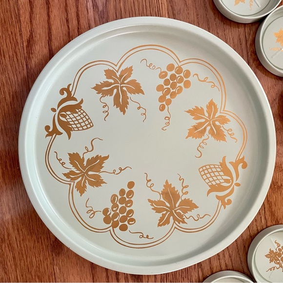 Vintage 1950s Serving Tray with 8 Coasters - Picture 5 of 6